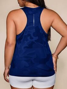 SHEIN Rhythm Era Women's Geometric Print Daily Fitness Sports Tank Top - Navy Blue - View 7