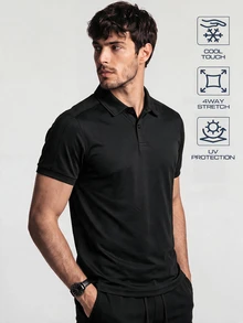 TekDrob Regular Polo With UV Protection And 4-Way Stretch - Black - View 1