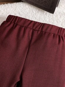 SHEIN 2件組紳士西裝套裝，包含背心與長褲，不含襯衫與配件，適合聖誕節、男孩生日 - 酒紅色 - 查看 7
