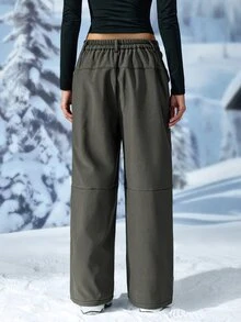 Exploreva Women's Casual Loose Outdoor Long Pants With Pockets And Zipper - Dark Grey - View 3