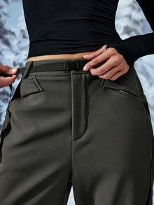 Exploreva Women's Casual Loose Outdoor Long Pants With Pockets And Zipper - Dark Grey - View 4