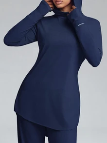 Innovista Innovista 女款長袖寬鬆 UPF 40+ 運動兩件套，休閒，秋季，冬季，健身房，運動，瑜伽，健身，端莊 - 藏蓝色 - 查看 10