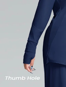 Innovista Innovista 女款長袖寬鬆 UPF 40+ 運動兩件套，休閒，秋季，冬季，健身房，運動，瑜伽，健身，端莊 - 藏蓝色 - 查看 8