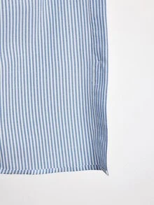 MaterniWear 女款孕婦藍色條紋抽繩腰襯衫－休閒/工作服－棉質－秋季 - 藍白色 - 查看 9