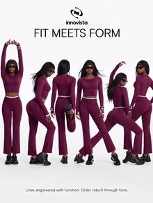 Innovista Innovista Women's Solid Color Long Sleeve Top And Pants Casual Daily Sports Set - Burgundy - View 12
