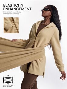 Innovista Innovista Jaket Olahraga Wanita Lengan Panjang Warna Polos dengan Resleting dan Tudung - Aprikot - View 11