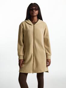 Innovista Innovista Jaket Olahraga Wanita Lengan Panjang Warna Polos dengan Resleting dan Tudung - Aprikot - View 6