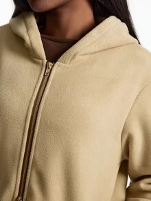Innovista Innovista Jaket Olahraga Wanita Lengan Panjang Warna Polos dengan Resleting dan Tudung - Aprikot - View 8