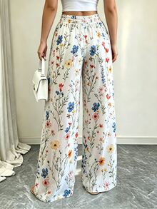 Elenzga Ladies' Fashion Plus-Size Floral Print Loose-Fitting Casual Pants, Stylish Sporty Vacation Style Fall - Multicolor - View 2