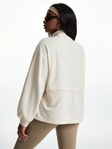Innovista Innovista Women's Solid Color Drawstring Waist Sports Sweatshirt - Apricot - View 12