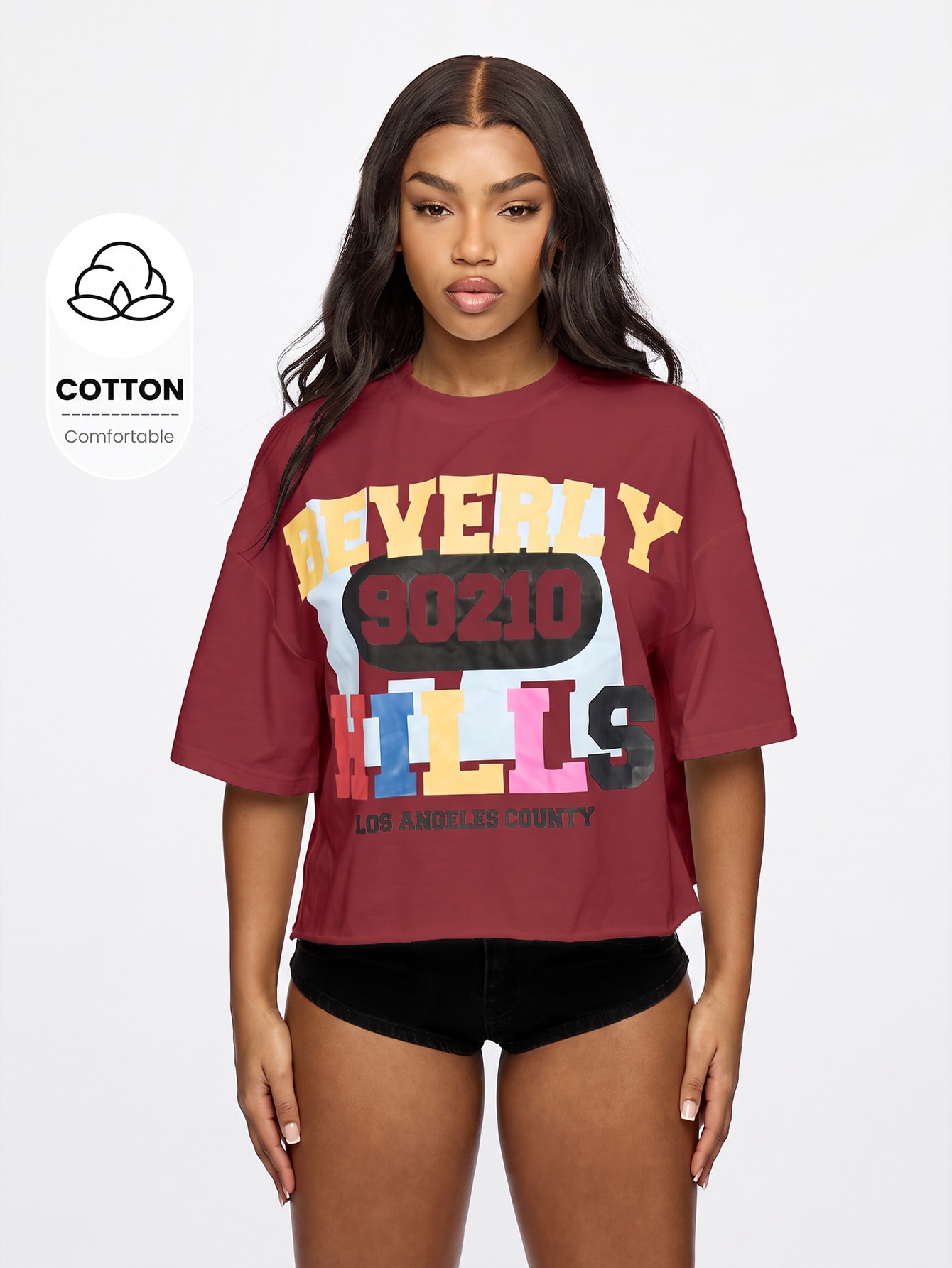 flareup トップス SUMWON WOMEN Beverly Hills 90210 Crop Top Oversized T-Shirt LA