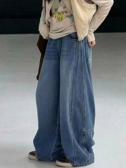 DAZY Tween Girl Wide Leg Loose Casual Denim Jeans With Pockets