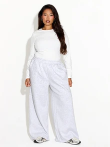 FASHION SZN ICE GREY WIDE LEG JOGGERS - Light Grey - View 8