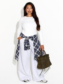 FASHION SZN ICE GREY WIDE LEG JOGGERS - Light Grey - View 3