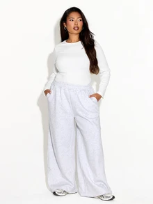 FASHION SZN ICE GREY WIDE LEG JOGGERS - Light Grey - View 4