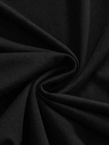 ROMWE Fairycore Women's Solid Color Patchwork Ruffle Side Slit Elegant Skirt - Black - View 4