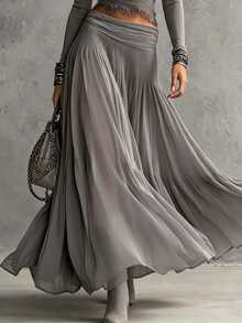 LUMIGAL Setelan 2 Potong Chiffon Bergaris Renda Elegan untuk Wanita - Grey - View 5