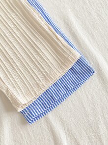 Vintaside Kids 4件套女童休闲个性魅力吊带背心搭配宽松飘逸阔腿裤，粉色和米色，适合日常外出、度假和休闲穿着 - 藍白色 - 查看 10