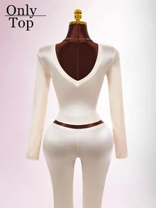 Amplova Sexy Elegant Y2K Women's Fitted Bodycon Deep V-Neck Criss-Cross Satin Top Night Out Date Night Going Out Cream White Fall - Apricot - View 10