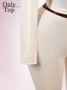 Amplova Sexy Elegant Y2K Women's Fitted Bodycon Deep V-Neck Criss-Cross Satin Top Night Out Date Night Going Out Cream White Fall - Apricot - View 9