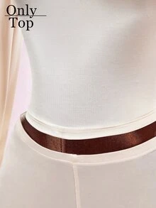 Amplova Sexy Elegant Y2K Women's Fitted Bodycon Deep V-Neck Criss-Cross Satin Top Night Out Date Night Going Out Cream White Fall - Apricot - View 7