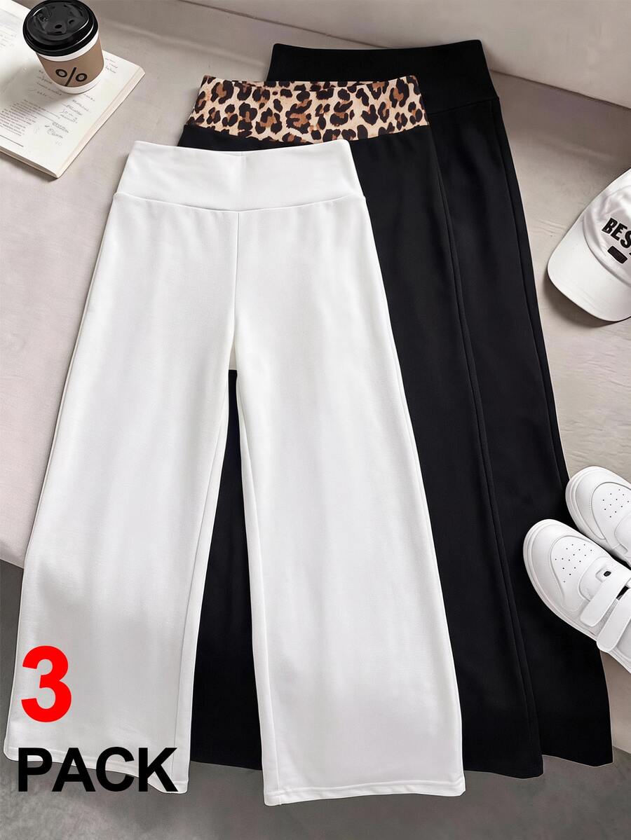 SHEIN Kids 3PCS Tween Girls Pants - Multicolor - View 1