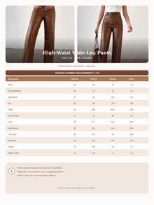 SHEIN Exposed Front Seam Detailed Straight Leg PU Pant - Brown - View 6