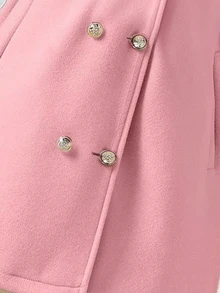 SHEIN 少女大童毛絨外套 秋冬款 毛茸茸翻領長袖外套 休閒節日穿搭 - 粉色 - 查看 3