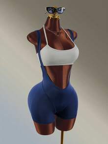 Amplova Women's Casual Bra And Sports Romper Set - Blue - View 6
