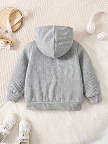 Kids Tween Boy Casual Daily Versatile Comfortable Colorblock Hooded Long Sleeve Open Front Knit Jacket Suitable For School, Garden, Beach, Birthday, Spring, Summer, Fall, Winter - Grey - View 7