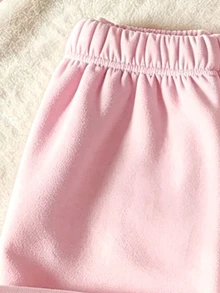 Celana Jogger Motif Bunga dan Garis untuk Bayi Perempuan, Putih/Cokelat/Merah Muda/Lavender, 2 Potong untuk Musim Gugur dan Musim Dingin - MultiWarna - View 5