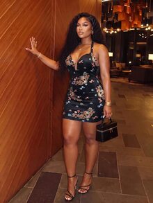 Slaydiva Autumn New Arrival, Suitable For Music Festivals, American Retro Sexy, Street, Hot Girl, Party, Holiday, Bar And Other Occasions, Chinese Retro Dragon Pattern Plus Size Mini Dress For Women - Black - View 7