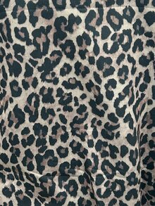 SHEIN EZwear 女款經典灰色豹紋半拉鍊運動衫，棕色調，秋季休閒街頭風，Y2K復古風，日常外出度假穿搭 - 彩色 - 查看 5