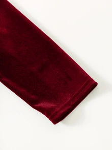 SHEIN 2pcs/Set Young Boy Green Velvet Blazer Jacket & Black Pants Outfit,Gentleman Suit For Summer,Traditional,Wedding,Christening,Pageboy,Ring Boy,Festival - Burgundy - View 7