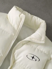 Manfinity Roghcode Men's Colorblock Long Sleeve Zip-Up Casual Winter Jacket - Beige - View 4