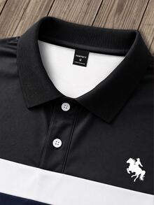Lornexis 男士拼色拼接 Polo 衫與短褲 2 件套，極簡高級休閒套裝，適合日常穿著 - 彩色 - 查看 7