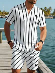 NEOREFINED Men's Striped Button-Down Shirt & Shorts Set, Lightweight Vacation Style, Ideal For Cruise, Hangout, Gathering & Daily Wear, Suitable For Men, Holiday - Multicolor - View 6