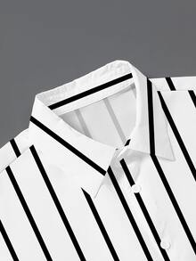 NEOREFINED Men's Striped Button-Down Shirt & Shorts Set, Lightweight Vacation Style, Ideal For Cruise, Hangout, Gathering & Daily Wear, Suitable For Men, Holiday - Multicolor - View 4