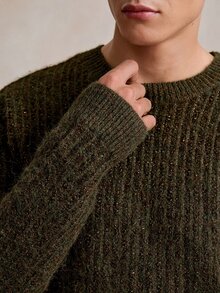 NEOREFINED Men's Casual Ribbed Crew Neck Long Sleeve Sweater, Fall/Winter - Green - View 4