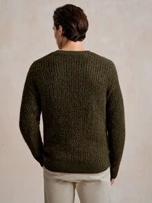 NEOREFINED Men's Casual Ribbed Crew Neck Long Sleeve Sweater, Fall/Winter - Green - View 2