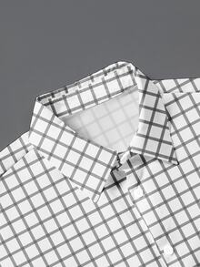 NEOREFINED Men's 2pcs Black And White Checkered Summer Casual Vacation Matching Sets,Plaid Front Button Short Sleeve Shirt Set,Gift For Boyfriend And Husband - Multicolor - View 4