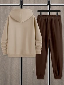 NEOREFINED 男士两件套保暖休闲纽约字母印花套头卫衣和运动裤套装，适合秋冬季穿着。 - 彩色 - 查看 2