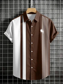 NEOREFINED Men's Striped Short Sleeve Single-Breasted Casual Shirt - Multicolor - View 2