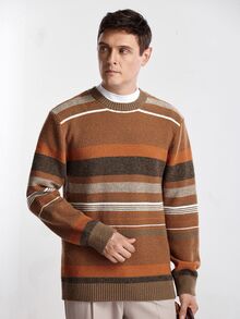 NEOREFINED Men's Casual Colorblock Striped Sweater, Autumn/Winter - Multicolor - View 4