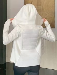 DAZY Women's Comfortable Minimalist Long Sleeve Hooded Padded Coat Fall Jacket - White - View 3