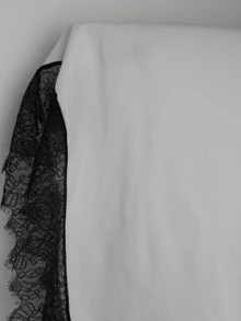 SHEIN EZwear 秋冬白色大尺碼女款休閒洋裝，蕾絲下擺拼接設計 - 白色 - 查看 6
