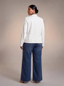 Zivah 2026 Spring/Summer Women Plus Size New Bold, Classy Feminine Style Tummy Control Fit Breathable Elegant Romantic Classic Court Style White Long Sleeve Blouse - White - View 2