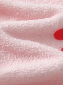 SHEIN 秋冬新生兒白色底可愛紅色櫻桃印花雙面法蘭絨抓絨蝴蝶結睡袍 - 粉色 - 查看 7