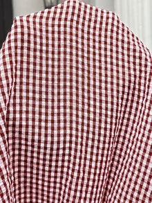 SHEIN Maternity Plaid Patchwork Casual Daily Wear Shirt - Red - View 8