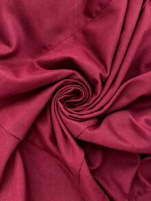 SHEIN Elenzya Round Neck Flutter Sleeve Chiffon Long Dress, Cinched Waist Asymmetrical Patchwork Full Skirt Flowy Muslim Evening Gown - Red - View 3
